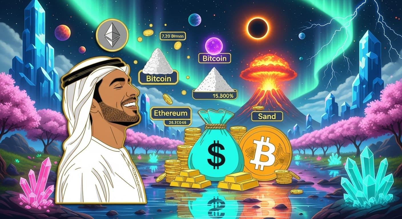A traditional HYIP morphing into a decentralized DeFi DApp symbol.