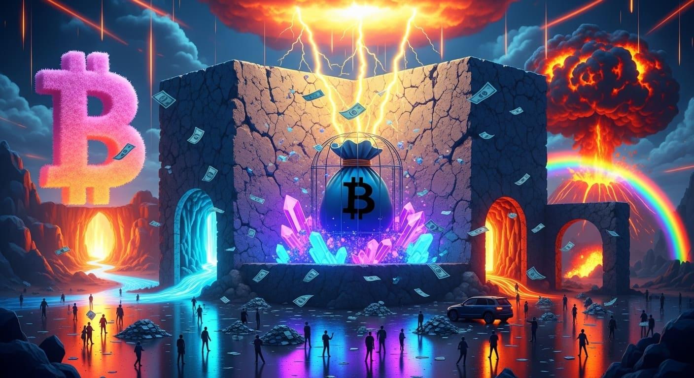 Bitcoin logo merged with a graph, symbolizing Bitcoin HYIPs.